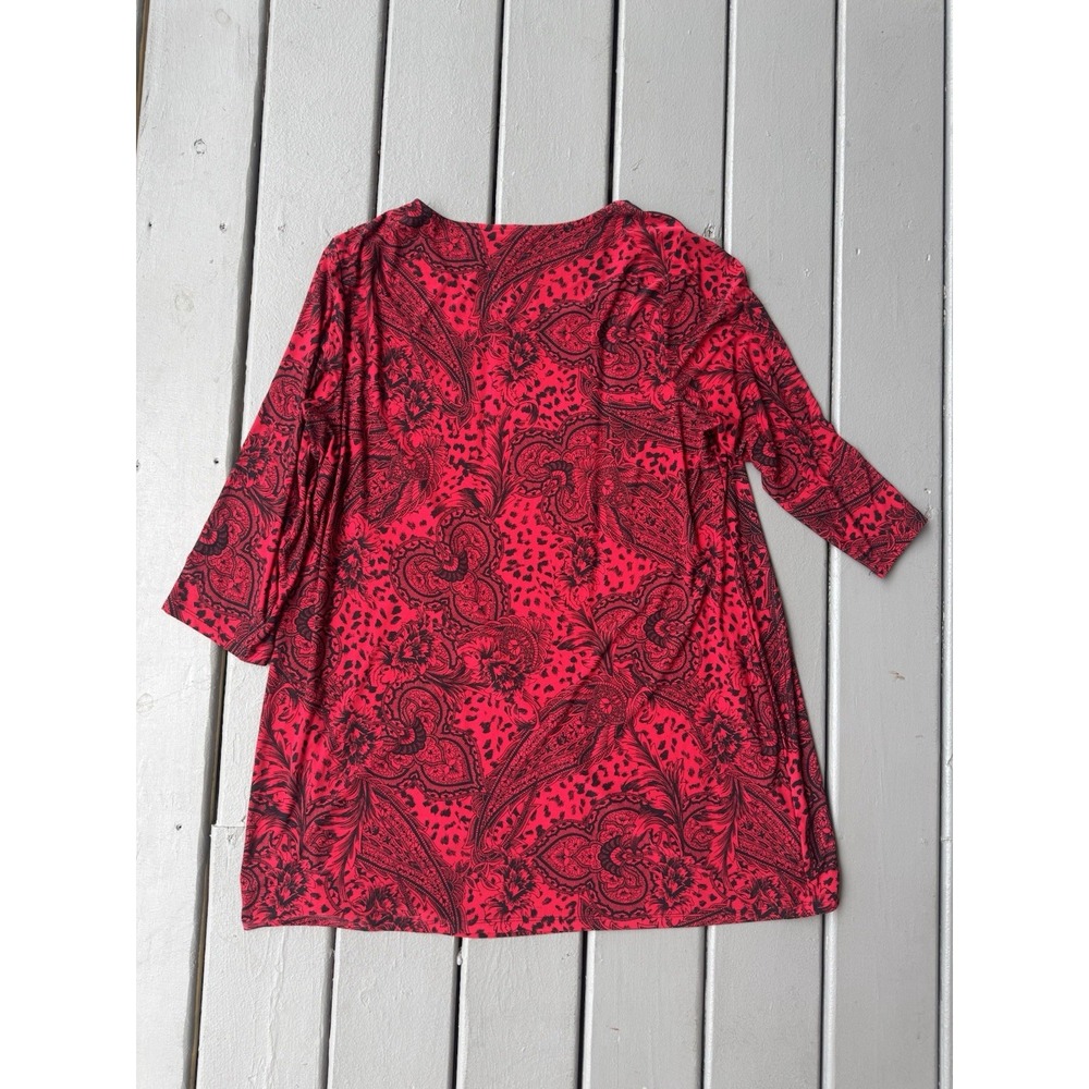 Style & Co. Red Black Embellished Tunic Top Dress 3X Teacher Office Grunge Fairy - Picture 5 of 8